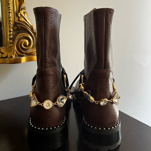 Sophia Webster BLAKE BIKER BOOT Chocolate & Crystal Harness - Picture 6 of 16